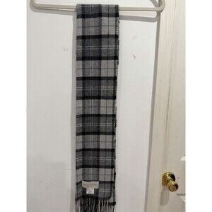 Italian woollen treasures 100% Wool scarf NWT Black/Gray Tones Fringe  ITALY